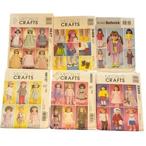 6 NEW Patterns 1 Butterick & 5 McCall's 18" Doll Clothes